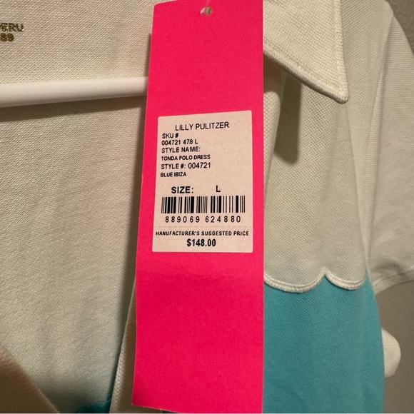 Lilly Pulitzer Tonda NEW Preppy Polo Dress in Blue Ibiza White & Turquoise Large - Picture 5 of 5